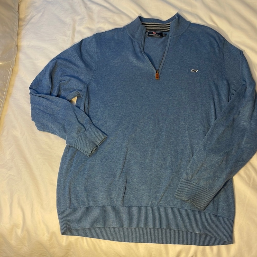 Vineyard Vines Mens Quarter Zip Cotton Blue